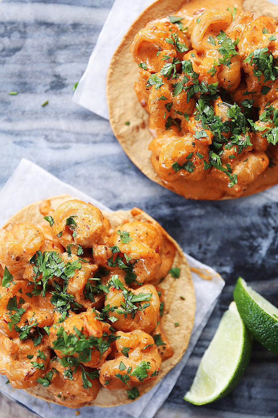 Flamed Shrimp Chipotle Tostadas